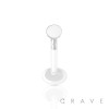 FLAT BIO FLEX LABRET WITH 316L SURGICAL STEEL ROUND SHAPE TOP PUSH IN 